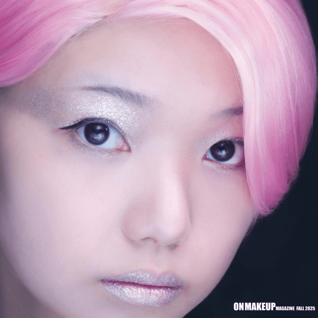 ON MAKEUP MAGAZINE FALL 2025：Tadashi Takahashi - Winter: Snow in Tokyo (ピンクボブとメタリックシルバーメイク)